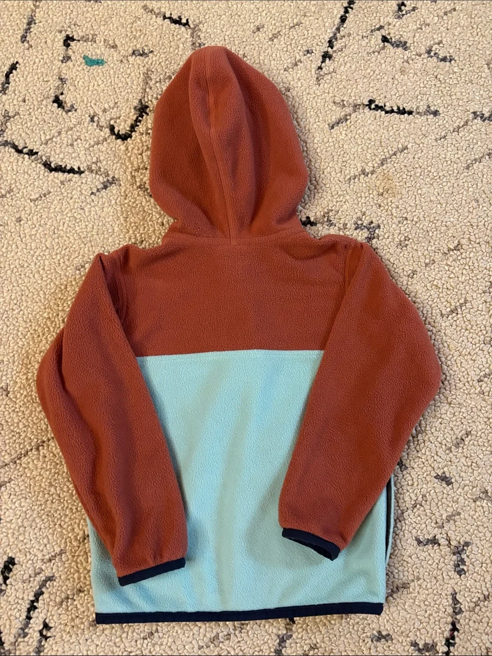 Patagonia Kids Hooded Fleece Jacket - Rust, Light Blue & Yellow